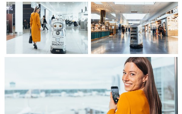 An innovative travel experience at Munich Airport shortly before takeoff: robot sells drinks and snacks 