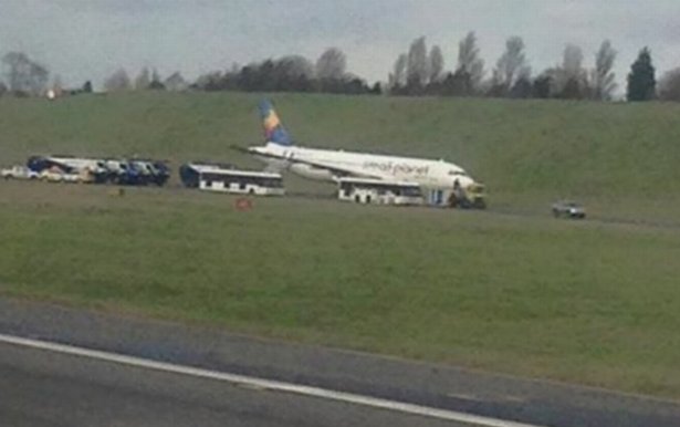 Drama at Birmingham Airport after plane veers off runway and slides onto grass embankment