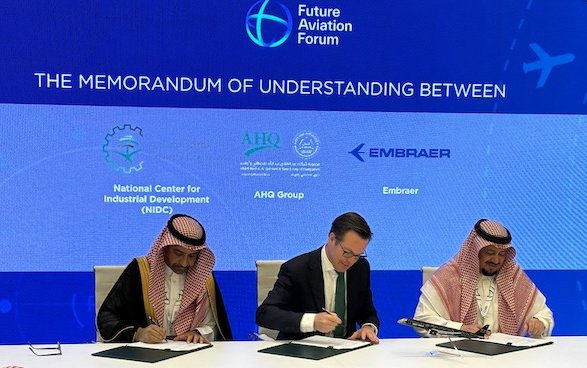 NIDC, AHQ Group and Embraer to cooperate in the development of aerospace ecosystem in the Kingdom of Saudi Arabia