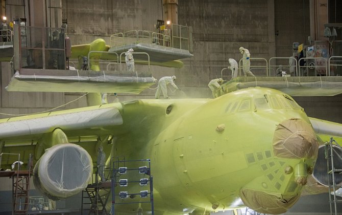 Primer coating of the first IL-78M-90A refueling aircraft is complete