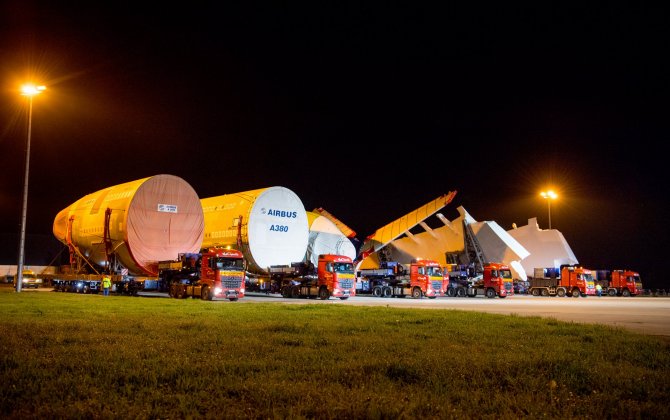 Sections for first All Nippon Airways A380 arrive in Toulouse