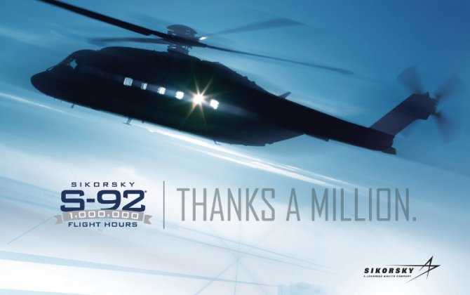 Sikorsky's S-92&reg; Helicopter Fleet Surpasses One Million Flight Hours