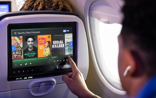 United and Spotify announce unique collaboration: music, podcasts, and audiobooks now available on 130,000+ seatback screens
