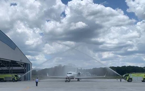 Water Salute ceremony for new Metrojet Engineering Clark hangar & maintenance facility