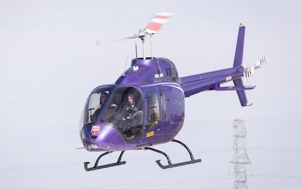 World first single engine helicopter to fly using 100% sustainable aviation fuel - Bell 505